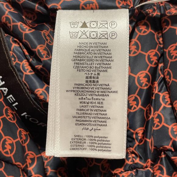 Michael Kors Vest Mens Medium Orange Navy Reversible Puffer Quilted MK Logo - Picture 9 of 16